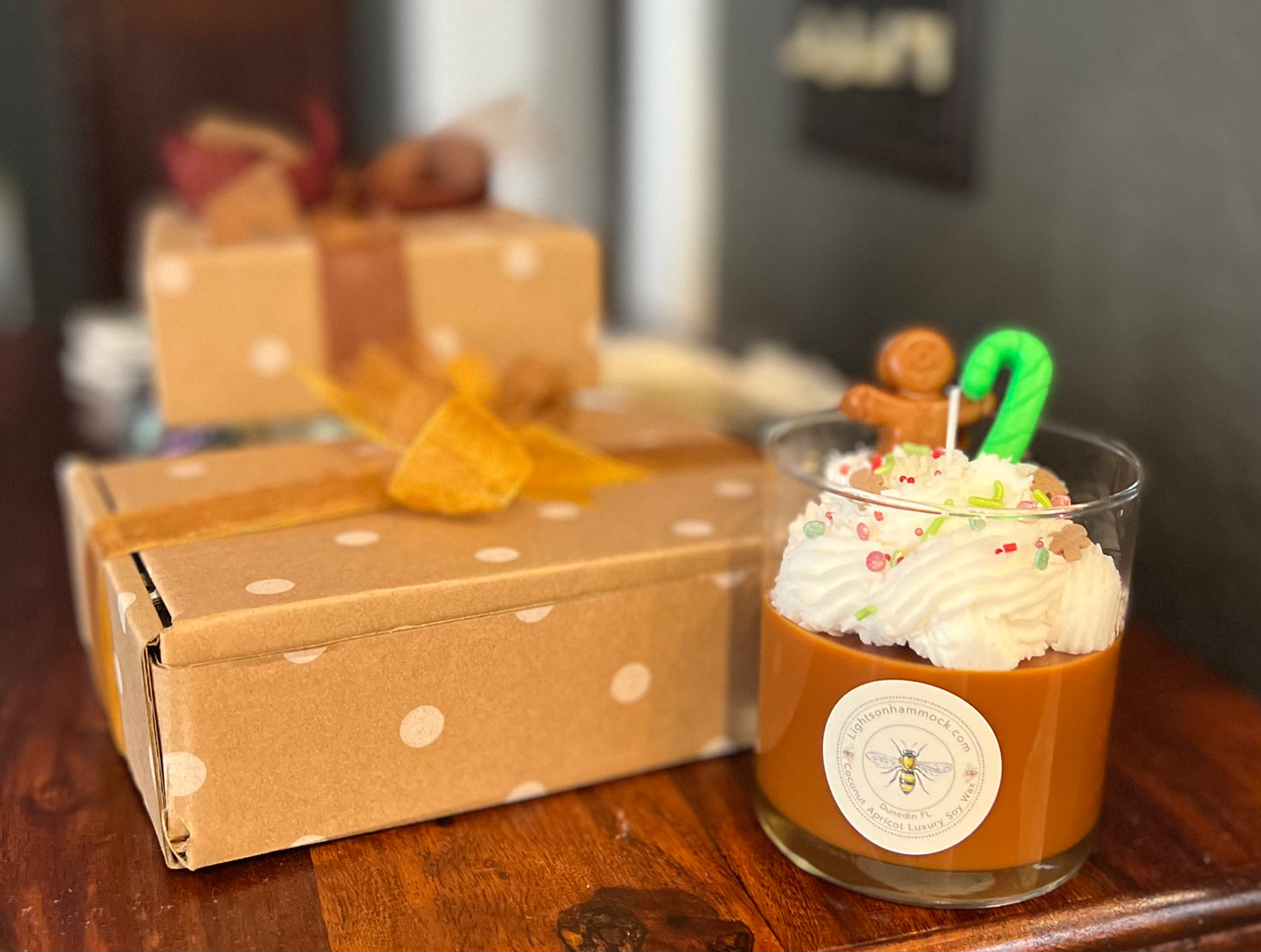 16 ounce Gingerbread Chocolate Mint Cherry Cordial Dessert Candle